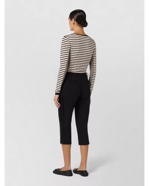 Elisabetta Franchi Gray Knit Top Long Sleeves Scoop Neck Striped