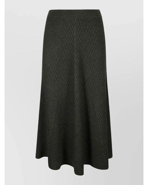 Victoria Beckham Green High Waist A Line Ribbed Midi Skirt