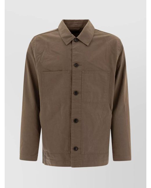 Vince Brown Cotton And Linen Utility Jacket for men