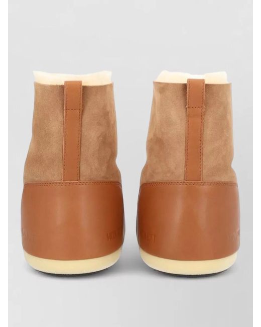 Moon Boot Natural Leather Shearling Slippers