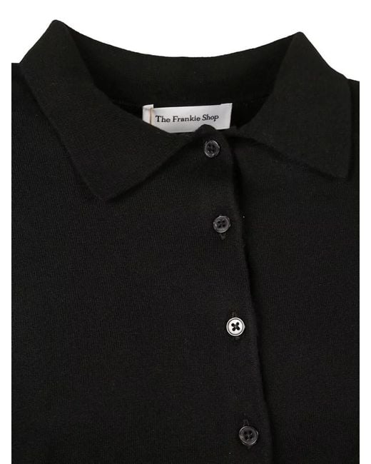 Frankie Shop Black Cropped Croydon Wool Blend Polo Top