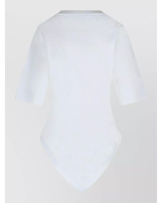 Rohe White Asymmetric Hem Crew Neck Short Sleeve Top