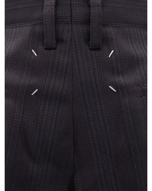Maison Margiela Blue Striped Virgin Wool Tailored Shorts