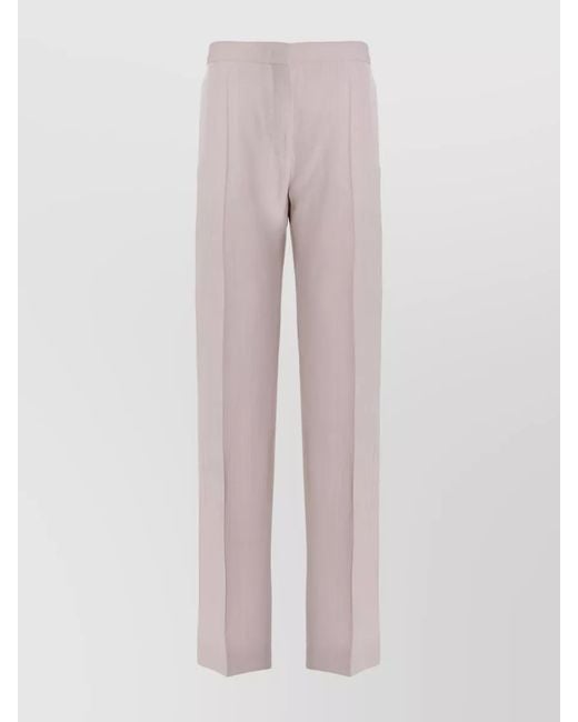 Jil Sander Pink Silk Straight Leg Tailored Trousers