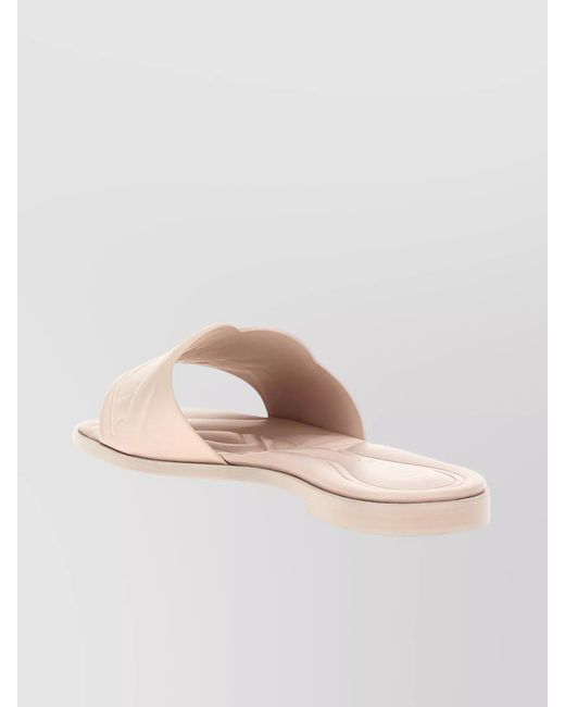 McQueen Natural Calf Leather Flat Slide Sandals