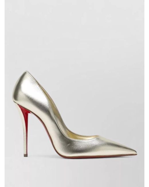 Christian Louboutin White Metallic Finish Pumps Pointed Toe Signature Sole