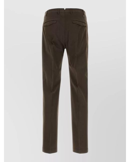 PT Torino Gray Stretch Cotton Trousers Front And Back Pockets for men