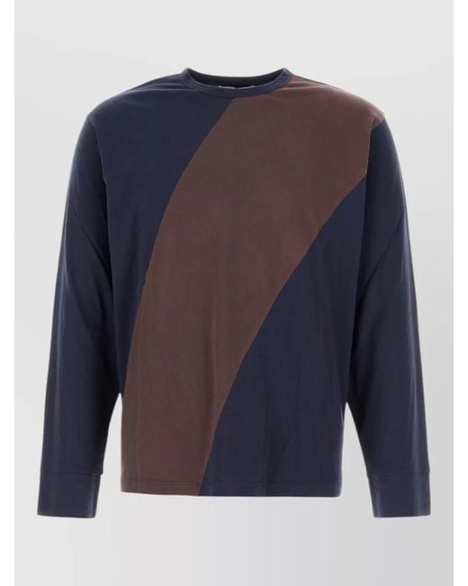 GIMAGUAS Blue Misha Cotton Long Sleeve Crew Neck T-Shirt for men