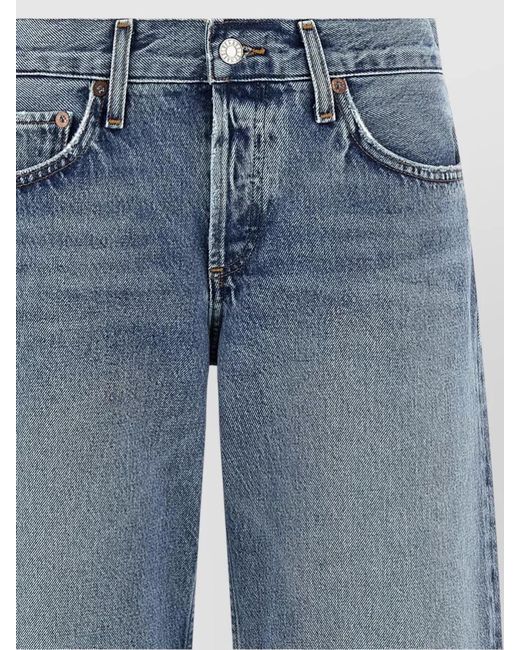 Agolde Blue Denim Low-Rise Straight-Leg Jeans