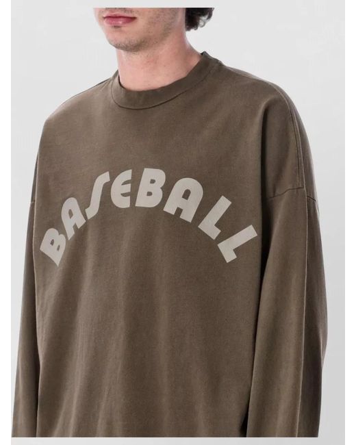 Fear Of God Brown Cotton Oversized Printed Long-Sleeve T-Shirt for men