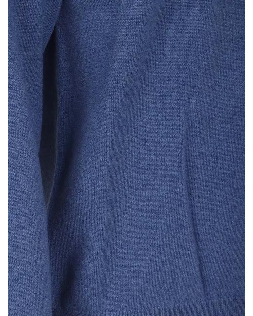 Ballantyne Blue Cashmere Crew Neck Long Sleeve Sweater for men