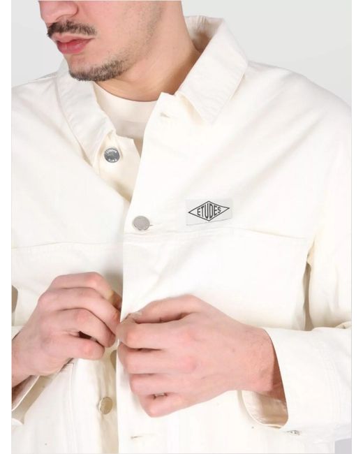 Etudes Studio White Cotton Shirt Jacket for men