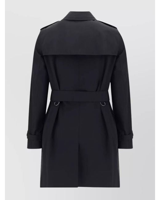 Burberry Blue Cotton Double-Breasted Mid-Length Trench Coat