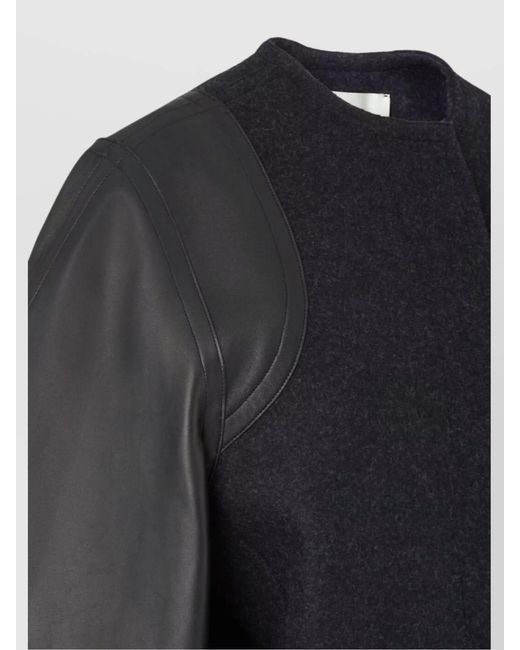 Fendi Black Leather Wool Cocoon Jacket