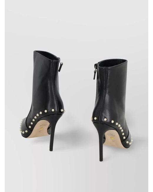 Stuart Weitzman Black Leather Pointed-Toe Ankle Boots