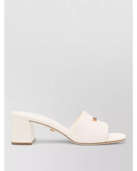 Versace Natural Mules Block Heel Open Toe Square