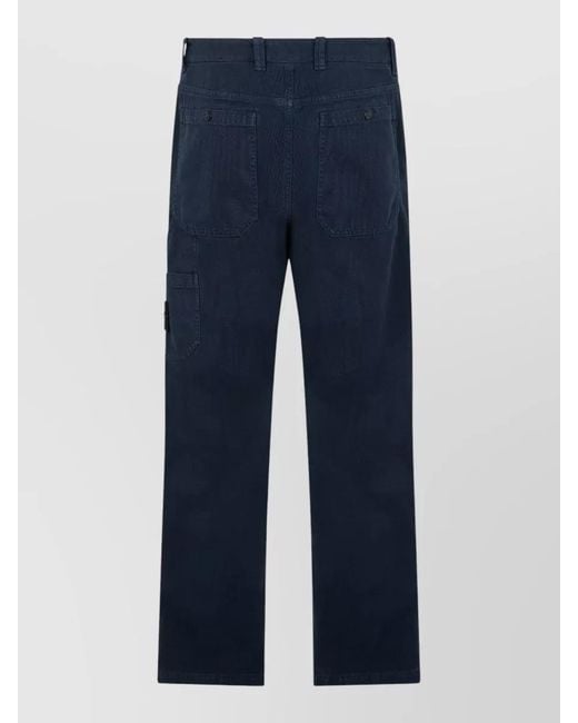 Stone Island Blue Straight-Leg Cotton Trousers for men