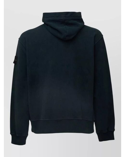Stone Island Blue Hooded Sweatshirt Kangaroo Pocket Front Detail for men