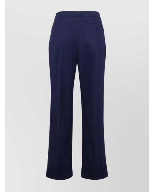 Aspesi Blue Cotton High-Rise Tailored Trousers