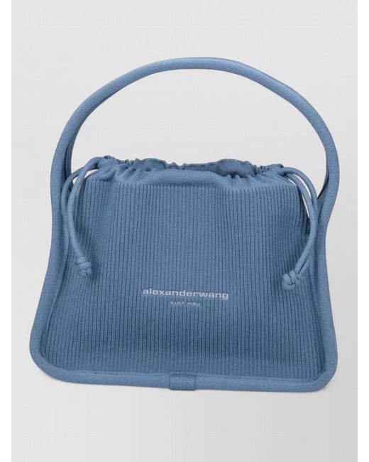 Alexander Wang Blue Shoulder Bag Ribbed Texture Top Handle