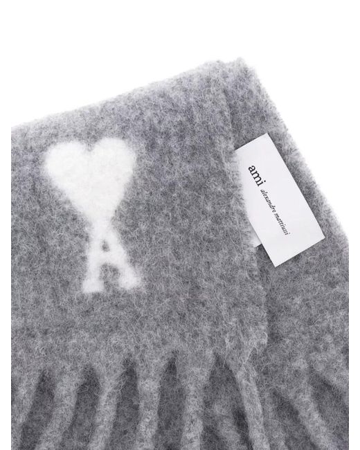 AMI Gray Alpaca Wool Scarf