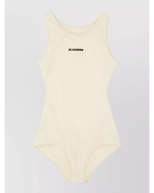 Jil Sander Natural Logo One-Piece Swimsuit