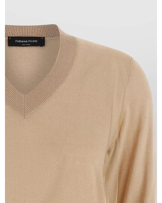 Fabiana Filippi Natural Double Layer Knitted Top