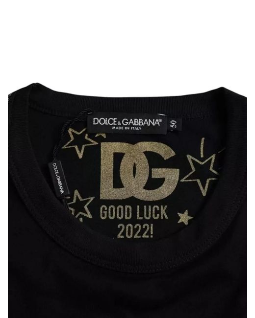 Dolce & Gabbana Black Cotton Crew Neck Short Sleeve T-Shirt for men