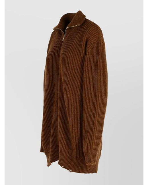 MM6 by Maison Margiela Brown Wool Crewneck Cardigan