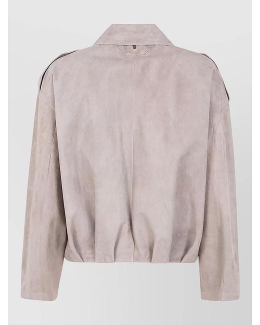 Salvatore Santoro Natural Suede Bomber Jacket Collared Neck Pockets