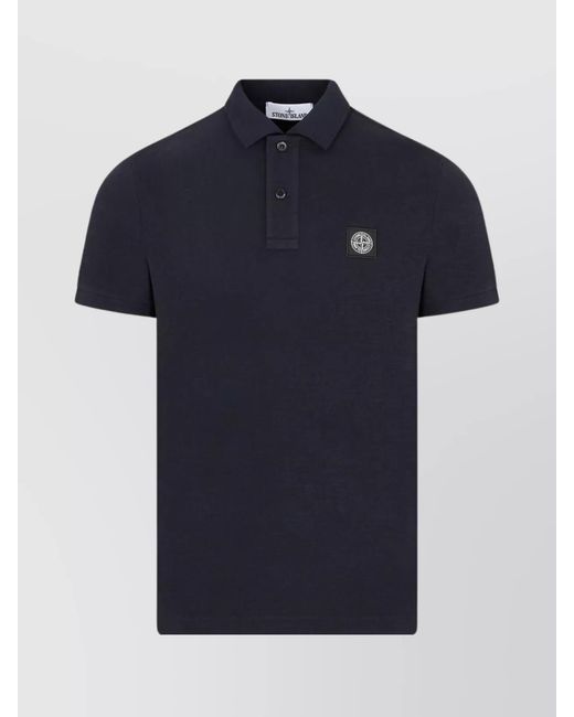 Stone Island Blue Cotton Slim Fit Short Sleeve Polo Shirt for men
