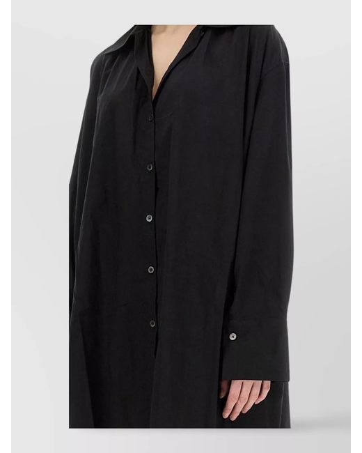 Our Legacy Black Cotton Loose-Fit Knee-Length Dress