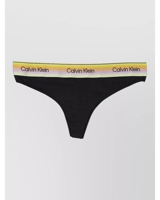 Calvin Klein Black Logo Thong Band Elastic Waistband