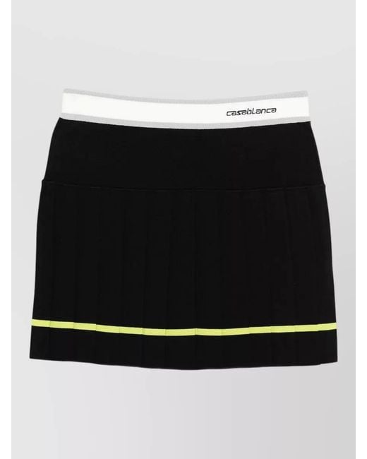 Casablanca Black Short Skirt Pleated Design Ribbed Waistband Trim