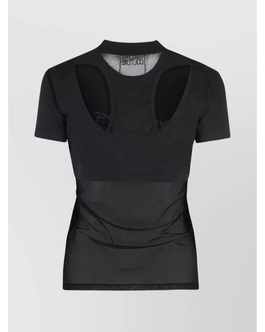Versace Jeans Couture Black Ribbed Logo Print T-Shirt