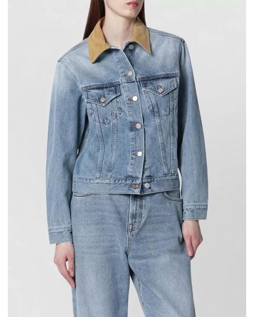 Rohe Blue Jacket Contrast Collar Chest Pockets Long Sleeves