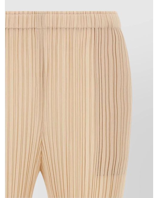 Pleats Please Issey Miyake Natural Polyester Slim-Fit Trousers