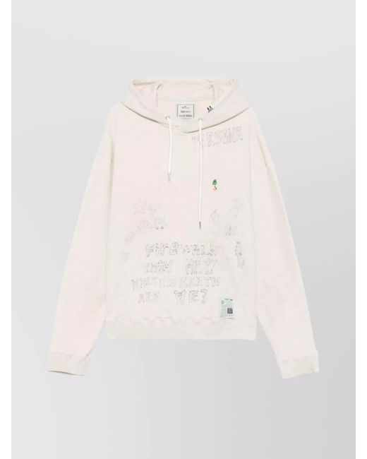 Maison Mihara Yasuhiro Natural Embroidered Drawstring Cotton Hoodie for men