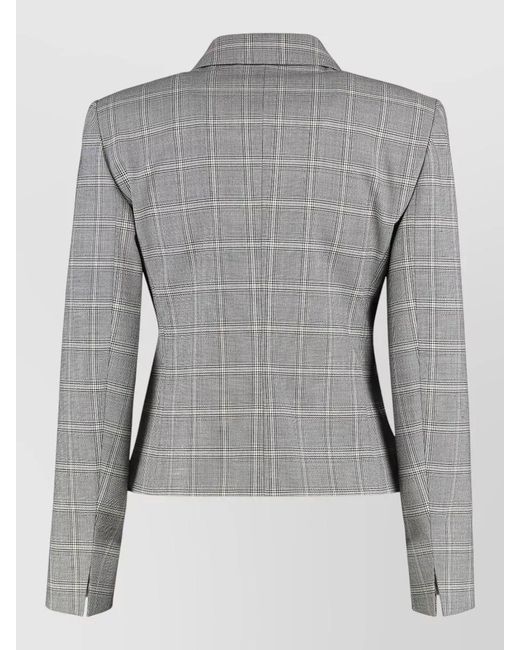Max Mara Gray Manto Single Breasted Plaid Tailored Jacket