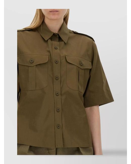 Aspesi Green Cotton Shirt With Pockets And Epaulettes