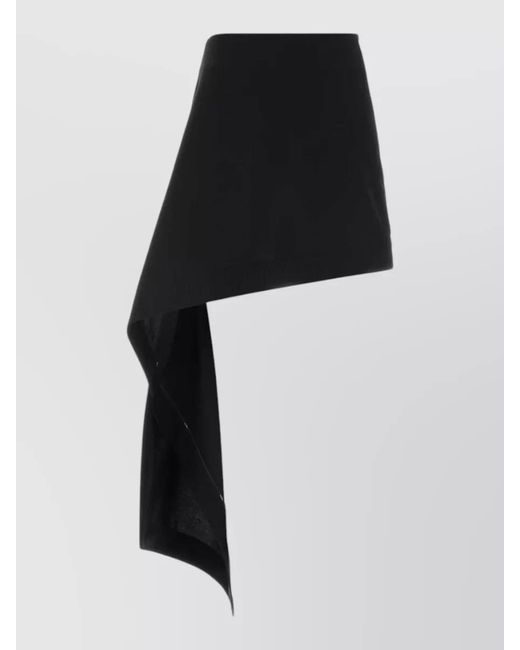 Loewe Black Wool Asymmetric Mini Skirt