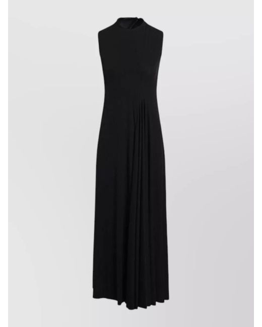 Balenciaga Black Draped Floor Length Sleeveless High Neck Dress