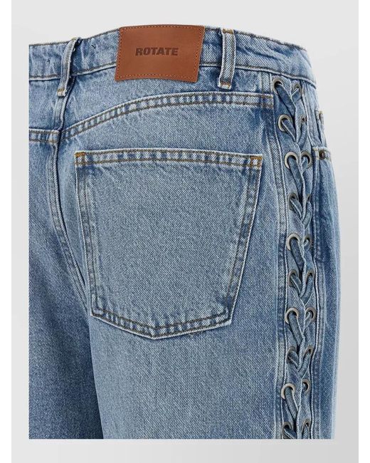 ROTATE BIRGER CHRISTENSEN Blue Denim Twisted Lacing Straight-Leg Jeans