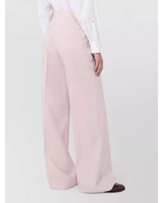 Max Mara Pink Wool Mohair Silk High-Rise Wide-Leg Trousers