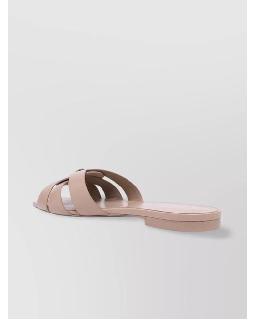 Saint Laurent Natural Leather Tribute Flat Sandals