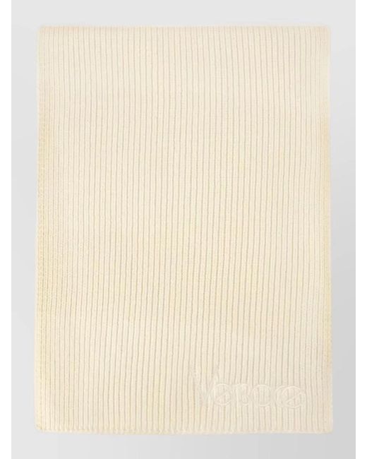 Versace Natural Embroidery 1978 Re Ed Logo Cotton Scarf