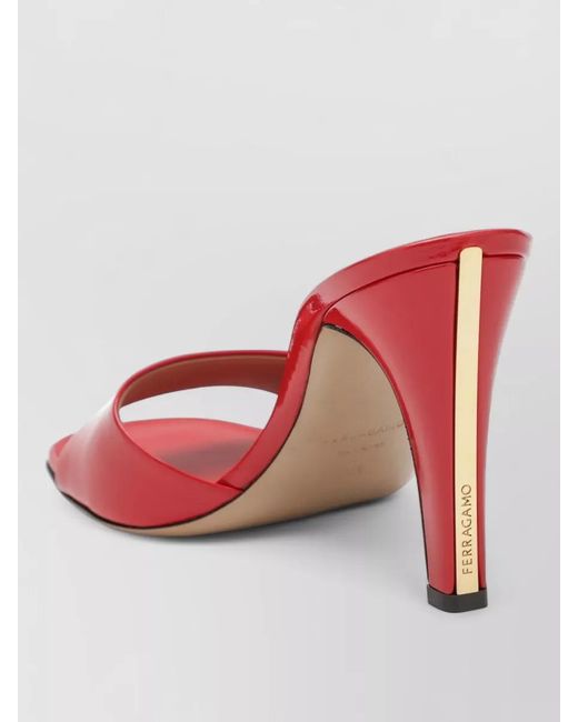 Ferragamo Red Patent Open Toe Mules Footwear