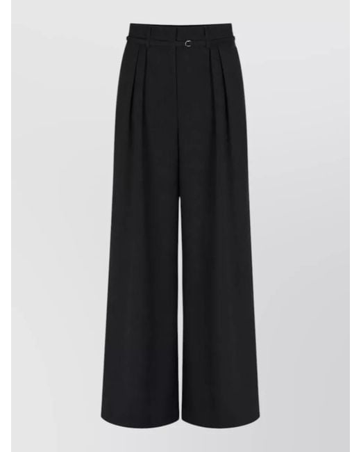 Dries Van Noten Black Belted Wide Leg Tailored Pants
