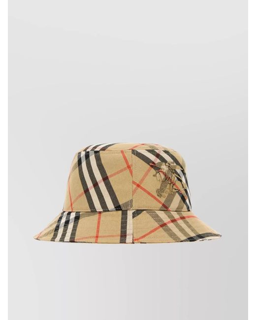 Burberry Natural Checkered Equestrian Patch Bucket Hat for men
