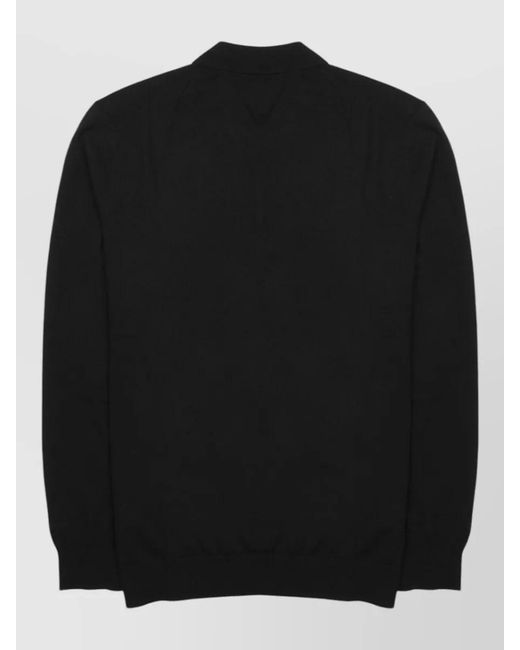 Mc2 Saint Barth Black Polo Collar Long Sleeve Knit Shirt for men
